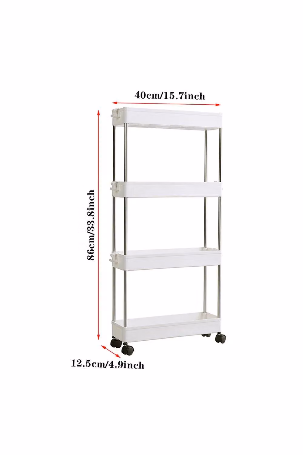 H&O Direct Slim White 4-Tier Corner Storage Rack, Freestanding Plastic Shelf for Kitchen or Bathroom – 2