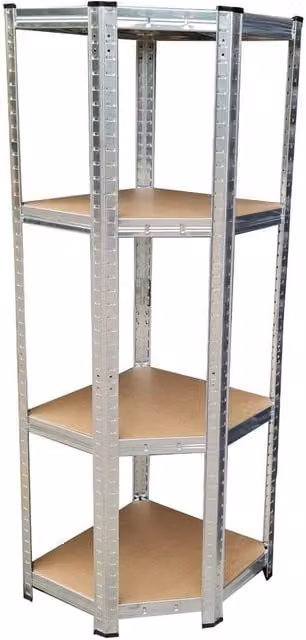 FLAVORA Heavy Duty Galvanised Metal Corner Storage Racking in Silver, W/D/H: 52 x 52 x 150 cm