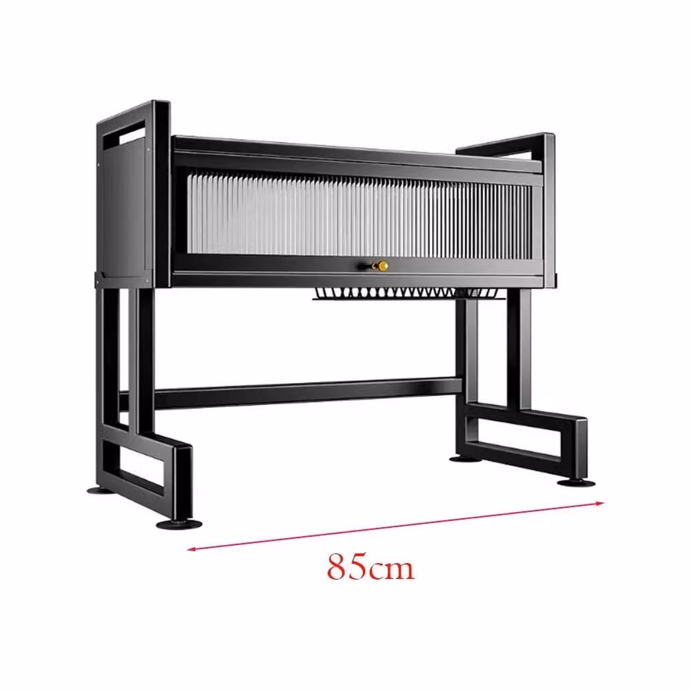 Havendro 2 Tier Over Sink Dish Drying Rack with Cover in Black – 2