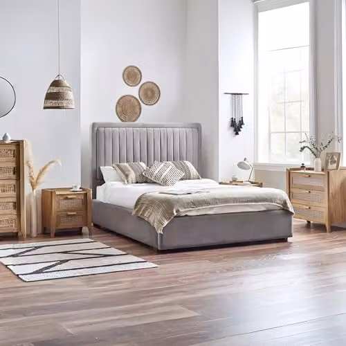 Julian Bowen Sydney 5 Drawer Chest in Light Oak with Rattan Print, H: 114 cm, W: 80 cm – 4