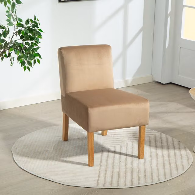 Artemis Home Modern Plain Brown Upholstered Wood Armless Accent Chair