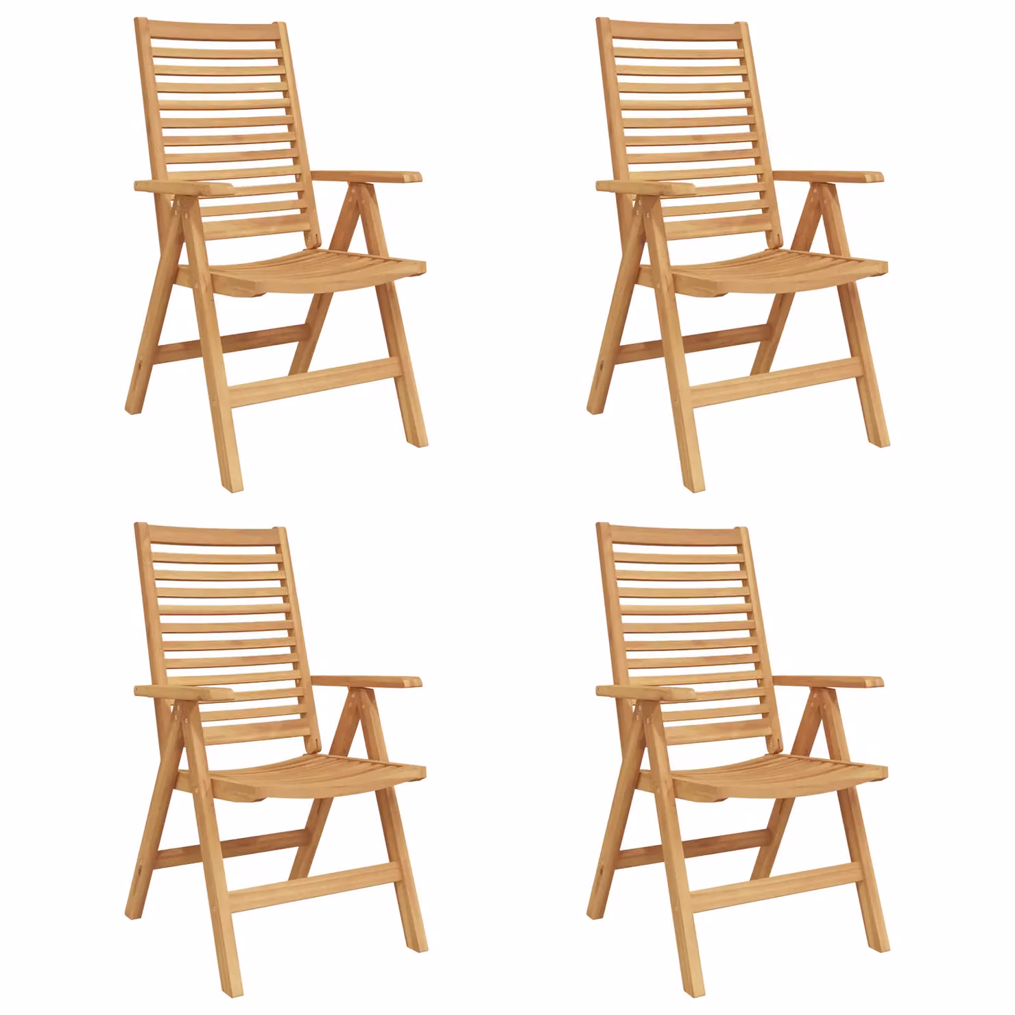 Berkfield Home Set of 4 Foldable Garden Chairs in Brown Oiled Solid Teak Wood – 2
