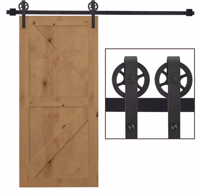 EONLION Matt Black Sliding Wood Barn Door Hardware Kit for 1000mm x 2000mm Doors