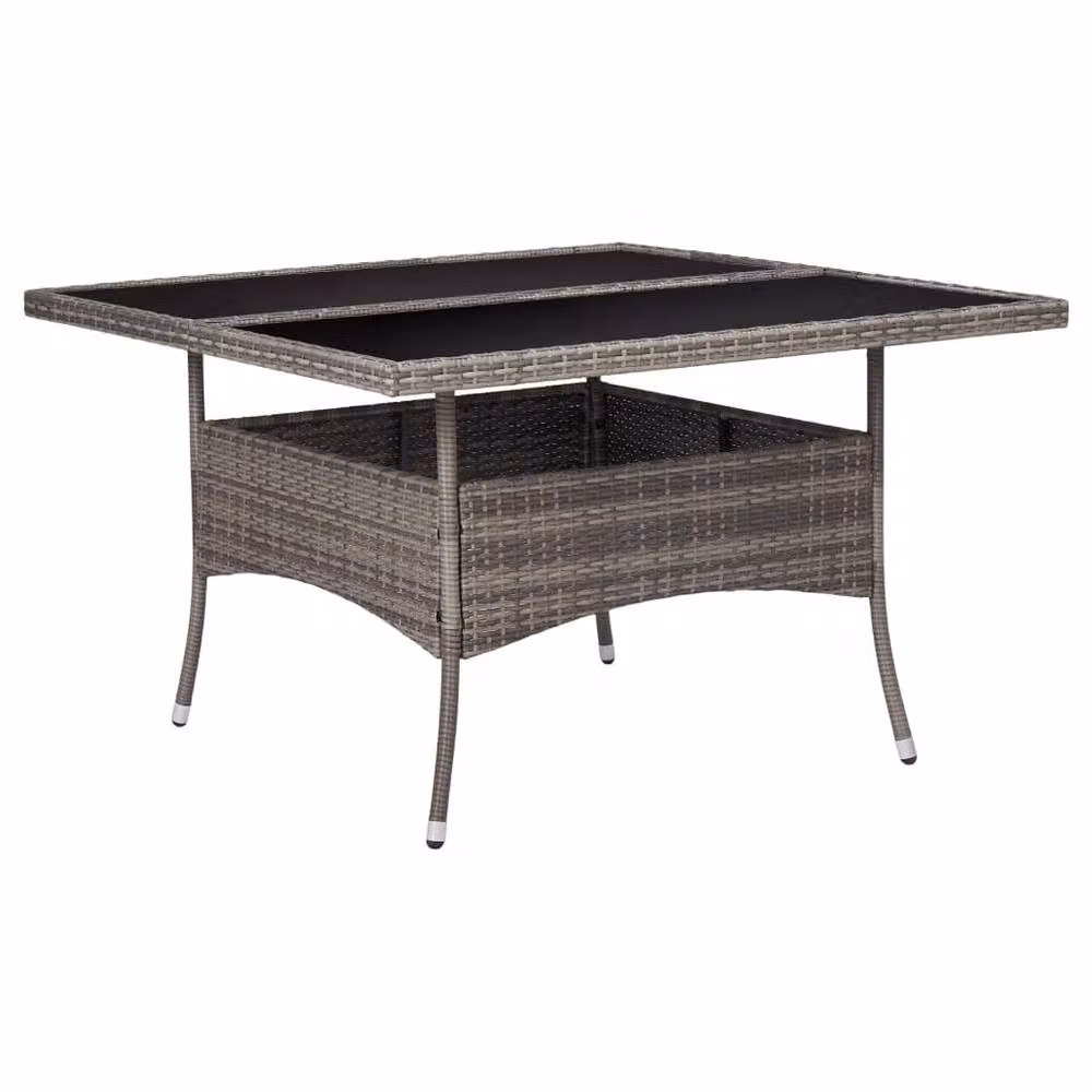Berkfield Home Extendable Outdoor Dining Table in Grey Poly Rattan and Glass, W/D/H: 120 x 120 x 75 cm – 2