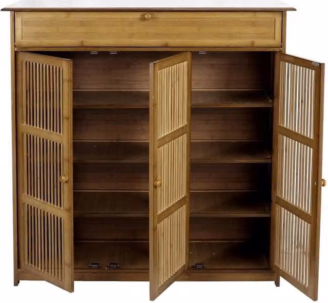 FLAVORA Large Wooden Shoe Cabinet Storage Cupboard in Brown