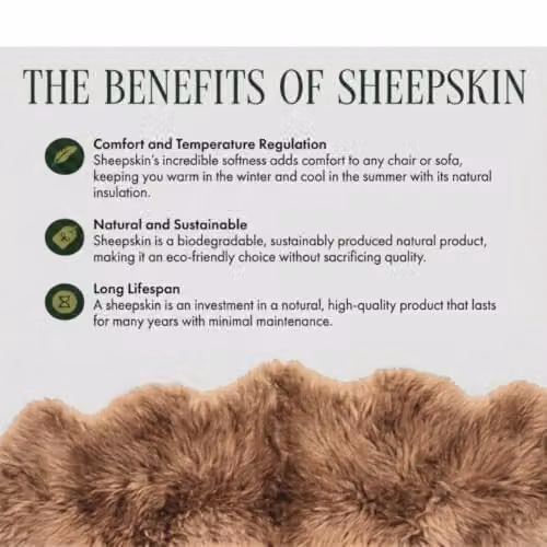 Infinity Leather Genuine Sheepskin Wool Rug in Brown, W/D: 90 x 60 cm – 4