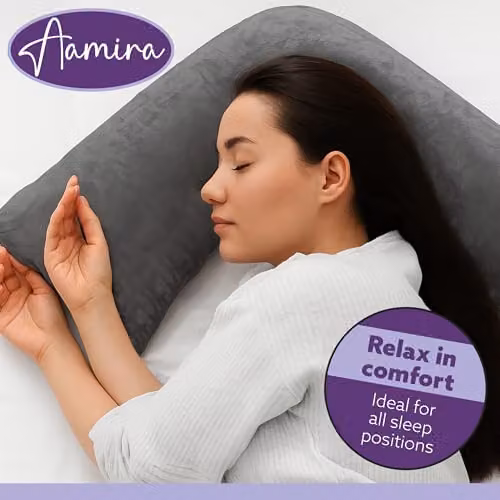Aamira Grey Memory Foam Wedge Pillow with Adjustable Height and Removable Velvet Cover – 6