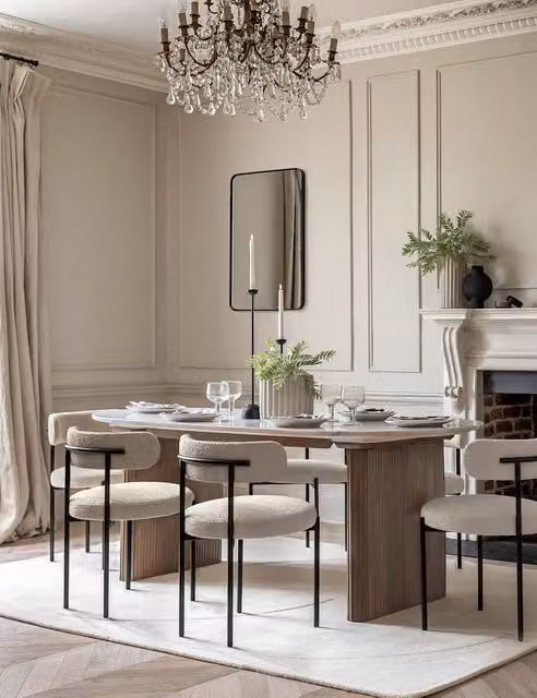 Gallery Direct Marmo Modern Rectangular Dining Table in Grey and Blue with Marble and Mango Wood Finish