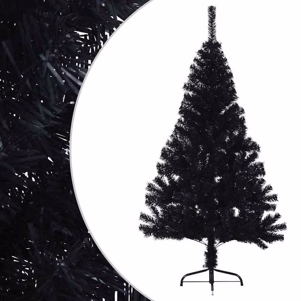 Berkfield Home Artificial Half Christmas Tree with Stand, Black, Height: 150 cm – 3