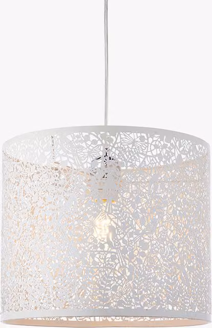 Perch & Parrow Cicero Small Cylinder Lamp Shade in Beige and White Metal