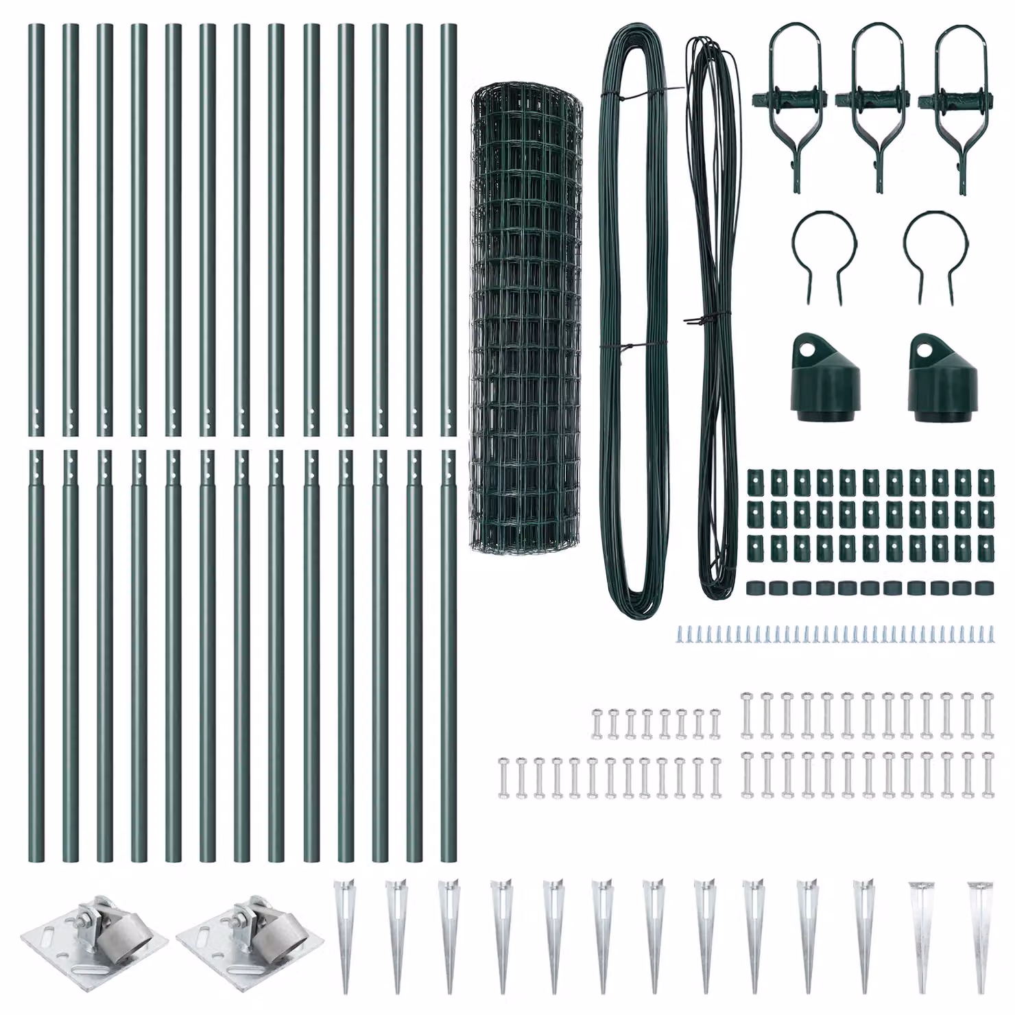 Berkfield Home Euro Fence with 13 Spike Posts, Galvanised Steel, Green and Silver, 1 x 25 m – 3
