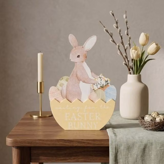 Garden Greatness Waiting For Easter Bunny Multicolour Tabletop Plaque
