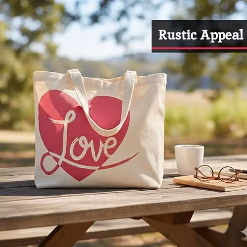 Orsina Love Reusable Shopping Tote Bag with Heart Print in Red, Beige and Pink, W/D/H: 40 x 35 x 15 cm – 4
