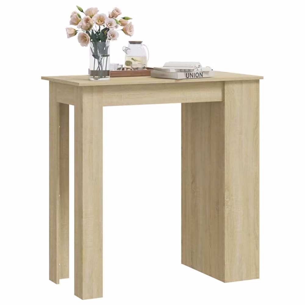 Berkfield Home Bar Table with Storage Rack in Sonoma Oak and Beige, W/D/H: 102 x 50 x 103.5 cm – 3
