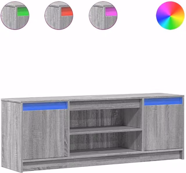 Berkfield Home Modern LED TV Cabinet in Grey Sonoma, W: 139.5 cm, D: 34 cm, H: 50 cm