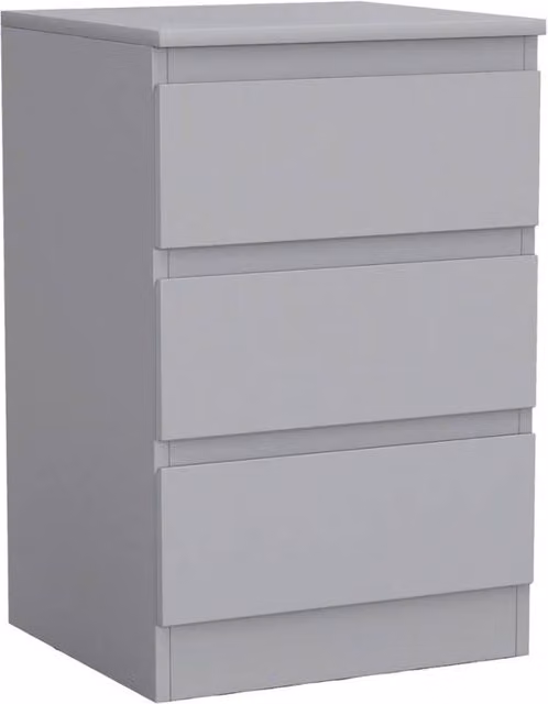 Kelvenix Grey 3 Drawer Wooden Bedroom Chest of Drawers