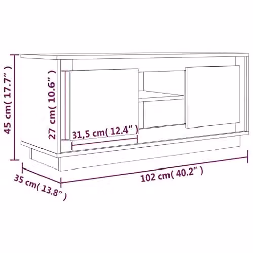 vidaXL Modern TV Cabinet in Brown and Grey Oak Wood, W/D/H: 102 x 35 x 45 cm