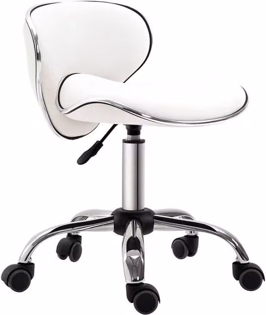 KORVIXA White Ergonomic Executive Office Chair with Synthetic Leather and Castors