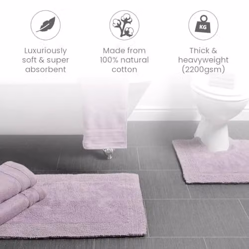 Allure Bath Fashions Heavyweight Reversible Cotton Bath Mat, Purple, W: 53 cm, D: 85 cm – 2