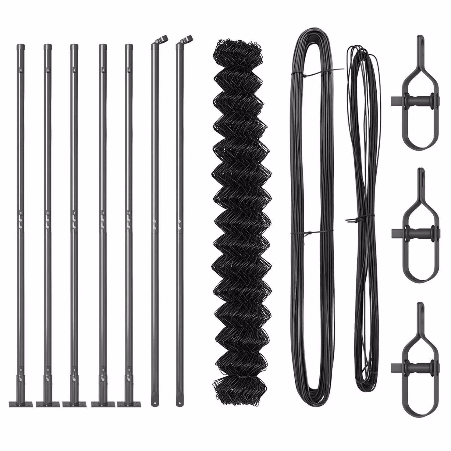 Berkfield Home Grey Galvanised Steel Chain Link Fence with 7 Flanged Posts, W: 10 m, H: 1.5 m – 3