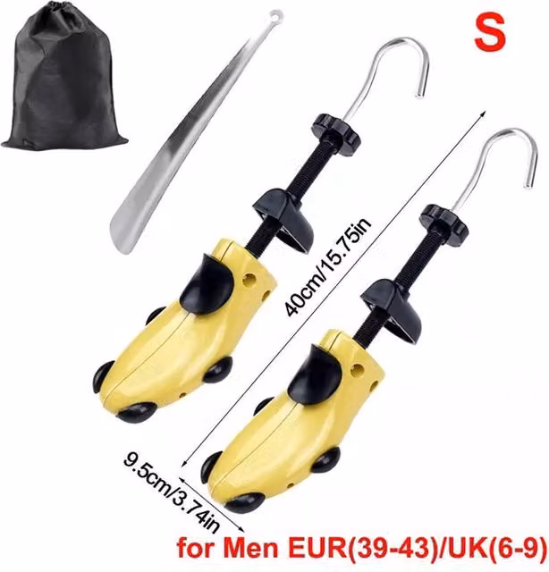FLAVORA Adjustable Shoe Tree Stretcher and Shaper for Men, Yellow, 500 mm – 1