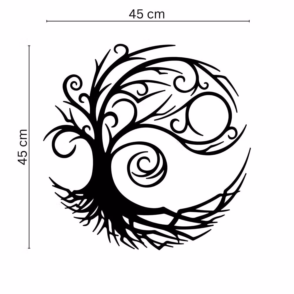 Decortie Tree of Life Modern Metal Wall Art, Black, W45 cm x H45 cm – 2