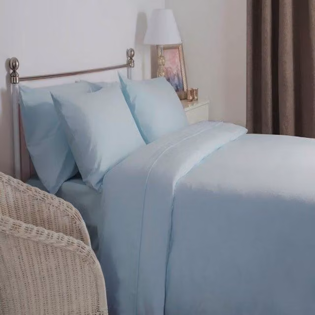 Belledorm Blue Brushed Cotton Extra Deep Flannelette Fitted Sheet, Small Double, W: 120 cm x L: 200 cm