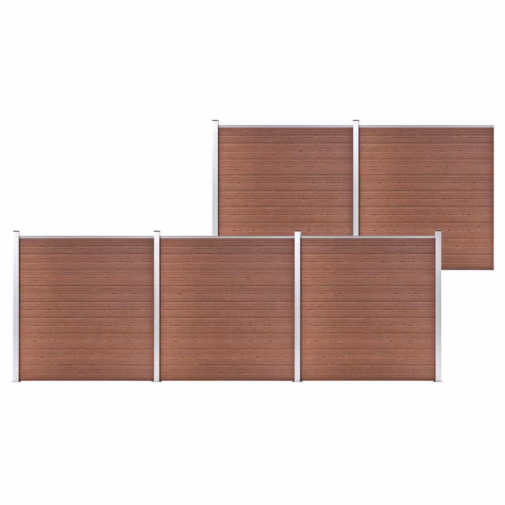 Berkfield Home Durable WPC Garden Fence Board, Brown, W: 872 cm, H: 186 cm – 2