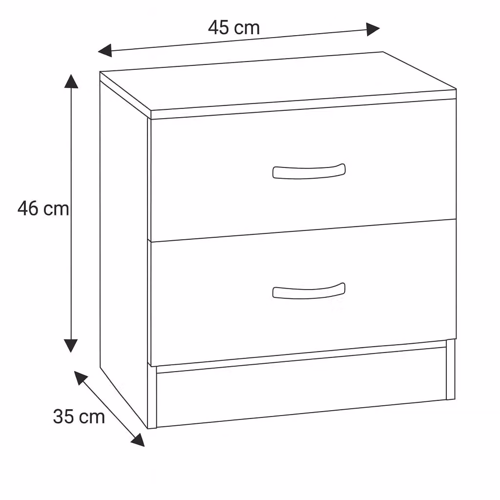 LUXURY LIFE Chilton Modern 2 Drawer Gloss White Bedside Table – 2