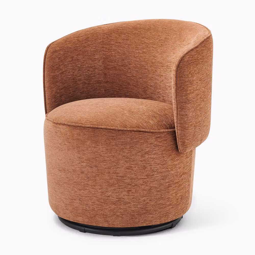 FurnitureboxUK Liode Orange and Black Fabric Round Swivel Accent Chair – 2