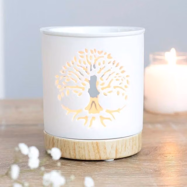 Something Different Tree of Life Ceramic Oil Burner in White