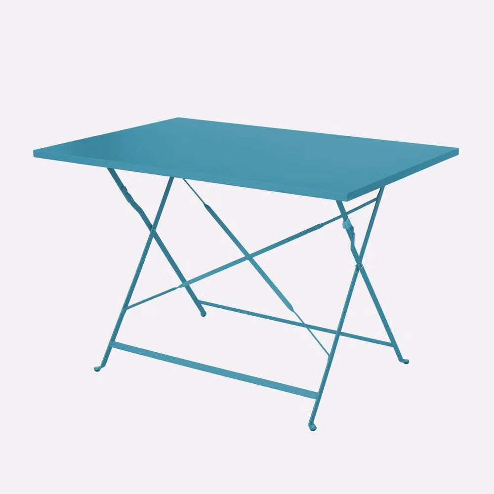 sweeek 4-Seater Folding Metal Bistro Garden Table in Blue, W/D/H: 110 x 70 x 71 cm – 2