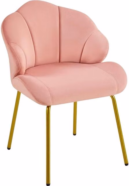 KORVIXA Pink Velvet Shell Accent Chair, W/D/H: 100 x 100 x 78 cm