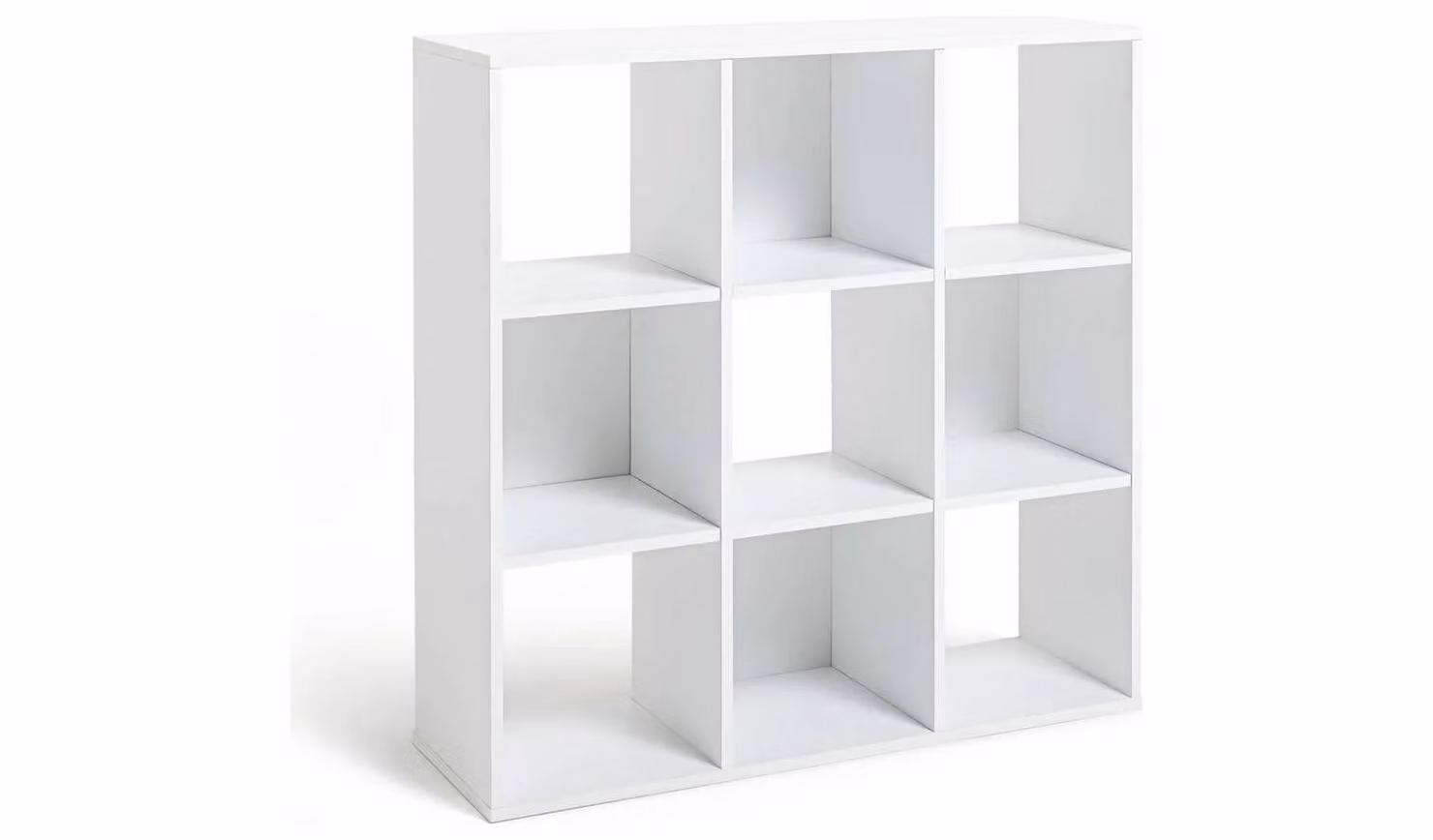 Cheap Furniture Warehouse Squares 9 Cube Storage Unit, White Modern Modular Organiser Shelf, W/D/H: 91.0 x 29.5 x 91.0 cm