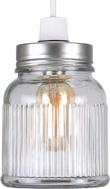 ValueLights Retro Cylinder Glass Ceiling Pendant Shade in Chrome and Transparent