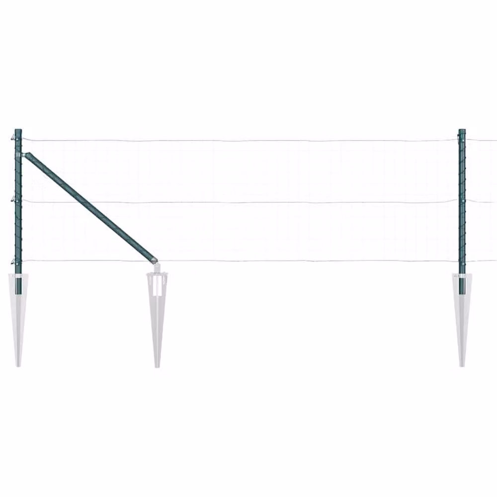 Berkfield Home Green Galvanised Steel Fence Posts with Spike, 26 Pack, H: 60 cm, Diameter: 32 mm – 3