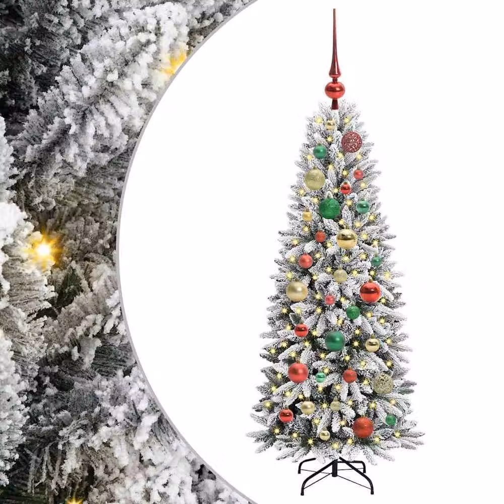 Berkfield Home Green and White Artificial Christmas Tree with 150 LEDs, W/D/H: 53 x 53 x 120 cm – 2