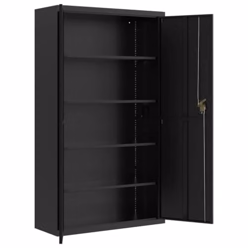 vidaXL Metal File Cabinet in Black with Adjustable Shelves and Lock, H 180 x W 105 x D 40 cm – 3