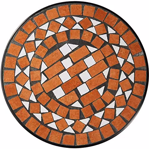 tectake Mosaic Round Side Table in Terracotta with Curved Steel Frame, W/D/H: 30 x 30 x 61.5 cm – 2