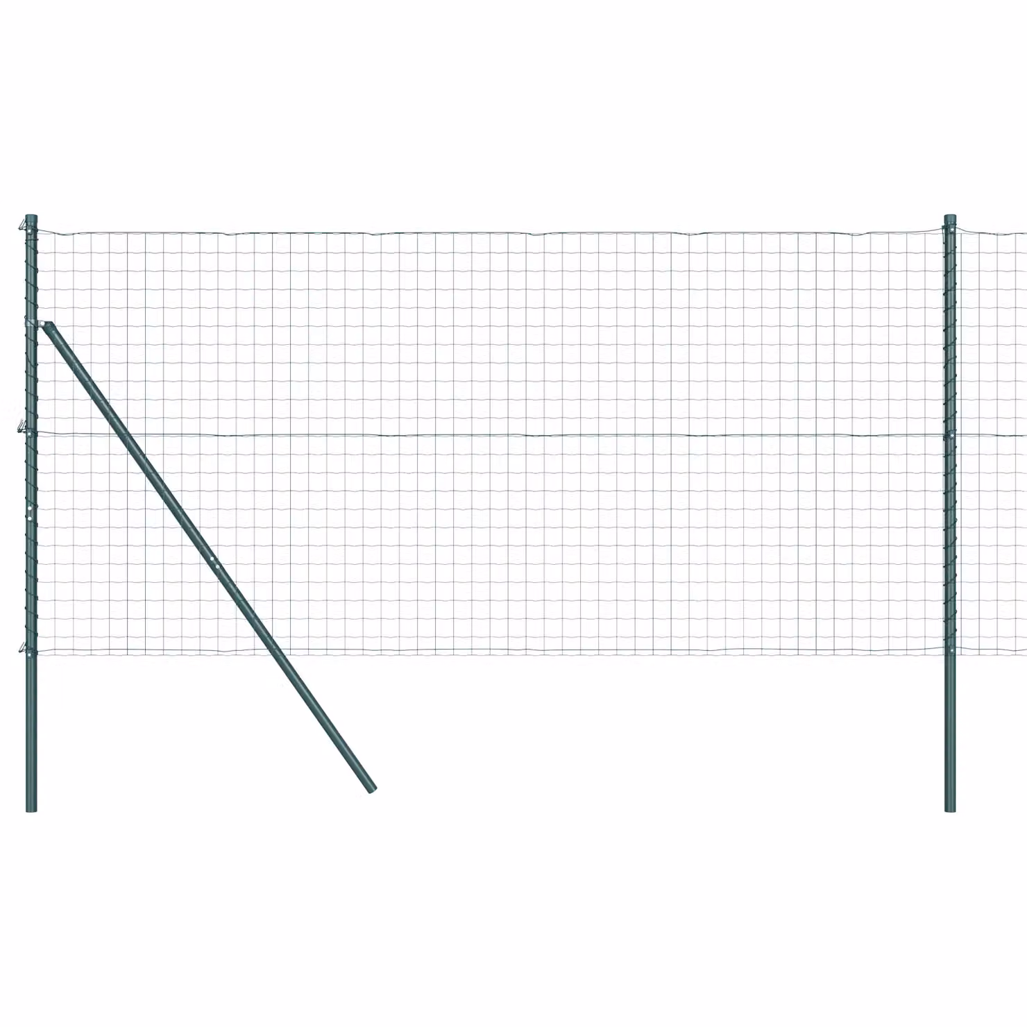Berkfield Home Euro Fence with 13 Posts, Galvanised Steel, Green and Silver, H: 120 cm, W: 25 m – 2