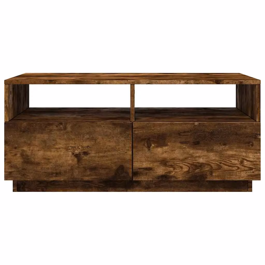 Berkfield Home Modern Coffee Table with LED Lights in Smoked Oak Brown, W/D/H: 90 x 49 x 40 cm – 3