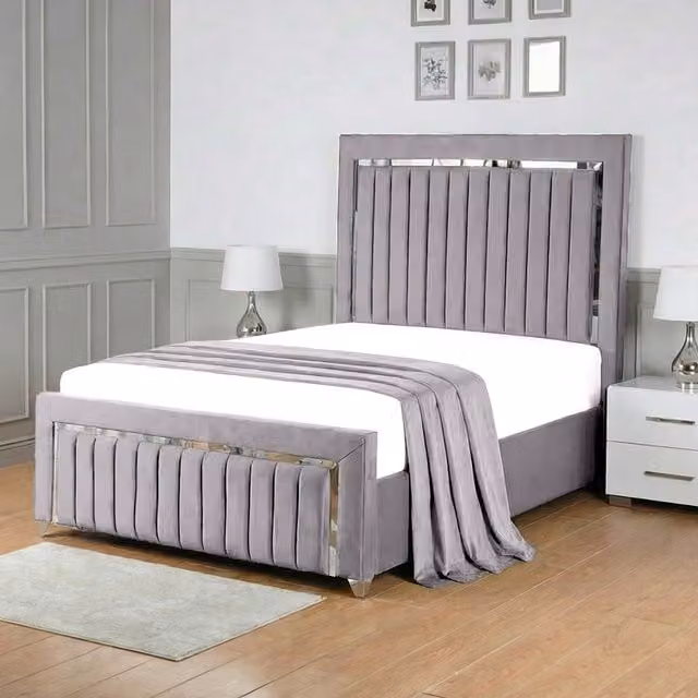 Living Comfort Bedz Modern Silver Grey Velvet Upholstered Lift Up Base Bed Frame