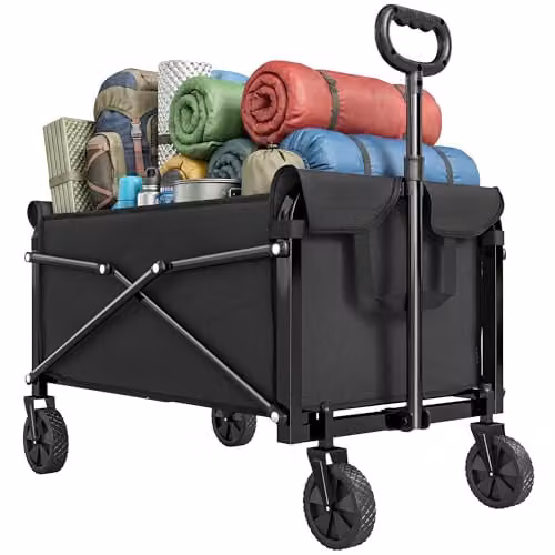 Outsunny 81L Festival Folding Garden Trolley on Wheels, Black – 1