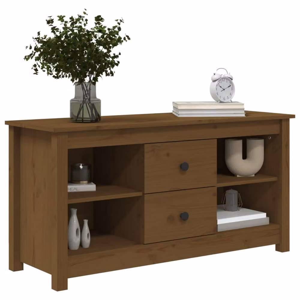 Berkfield Home TV Cabinet in Honey Brown Solid Pine Wood, W: 103 cm, D: 36.5 cm, H: 52 cm – 5