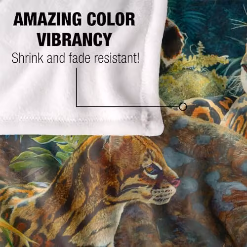 JQ Licensing Jungle Cats Leopards Silky Touch Super Soft Fleece Throw Blanket, White, W: 152 cm, D: 127 cm – 3