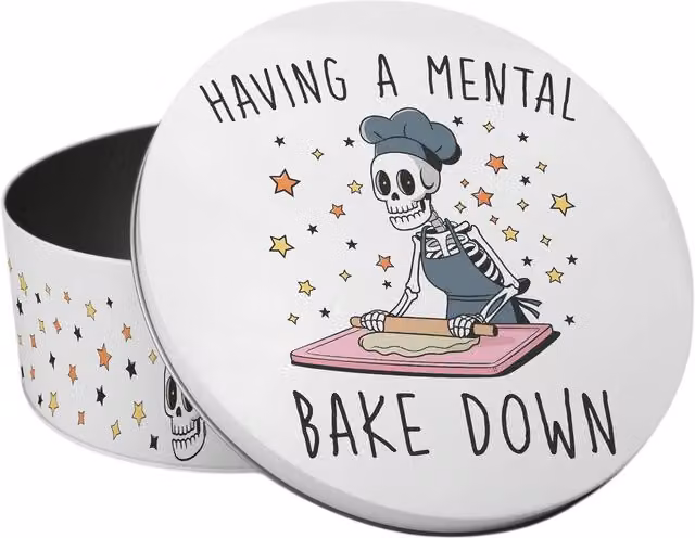 Purely Home Mental Bake Down Round Small Cake Tin, Multicoloured