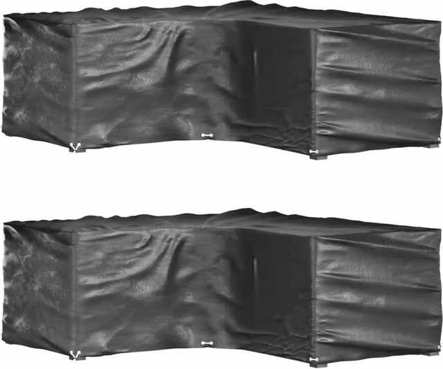 Berkfield Home L-Shaped Garden Furniture Covers, 2 Pack, Black, H x W x D: 70 x 185 x 185 cm