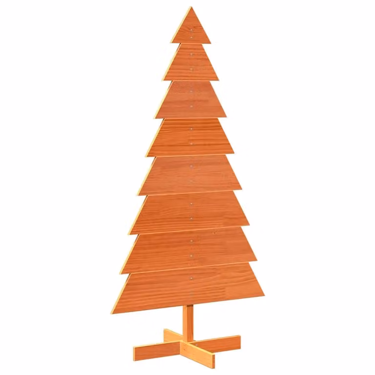 Berkfield Home Rustic Solid Wood Pine Christmas Tree in Wax Brown, Height: 150 cm