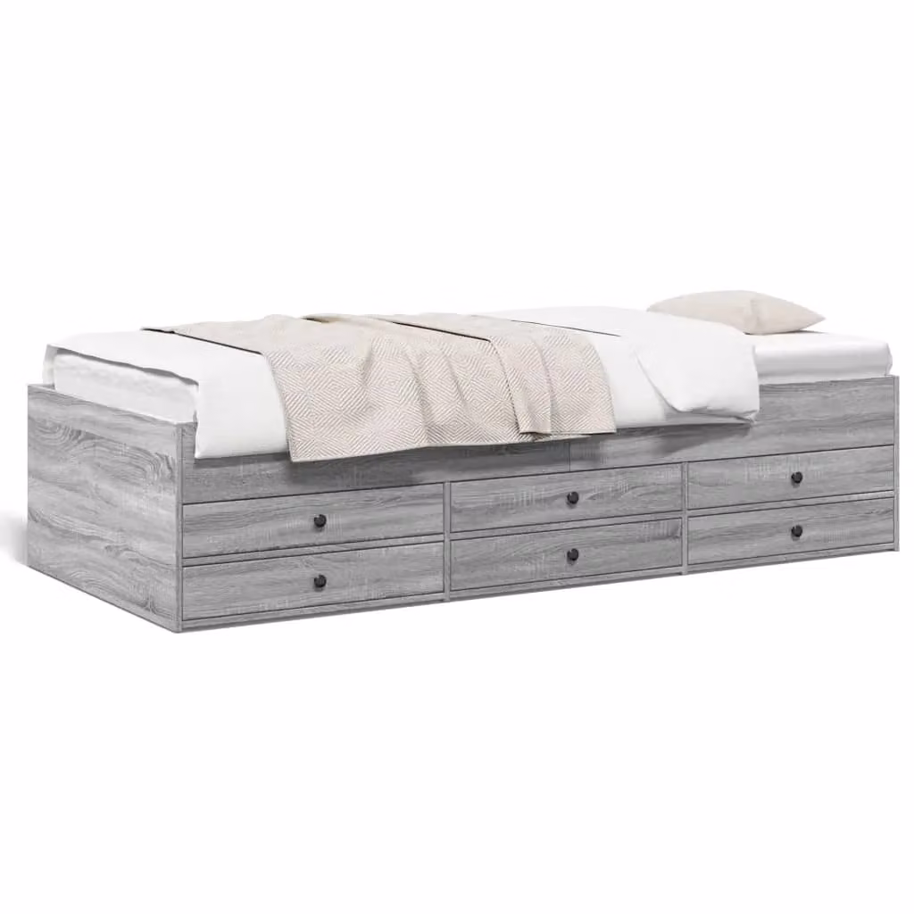 Berkfield Home Daybed with Drawers in Grey Sonoma, W: 100 cm, D: 200 cm – 2