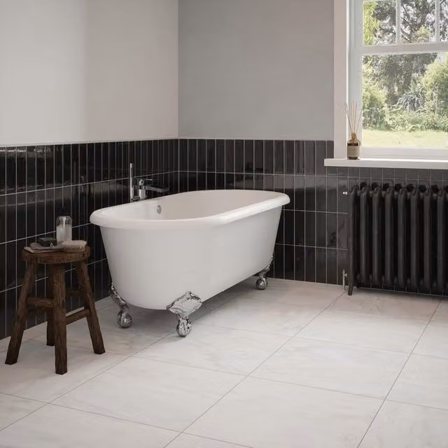 Johnson Tiles Bianco Marble Look Satin White Floor and Wall Tile Sample